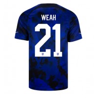 Camisa de Futebol Estados Unidos Timothy Weah #21 Equipamento Secundário Mundo 2022 Manga Curta